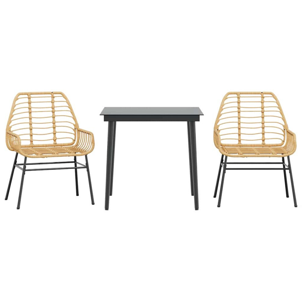 Vidaxl (Brown, 80 X 80 X 74 Cm 2 Piece) Garden Dining Set Poly Rattan Glass Outdoor Dining Set