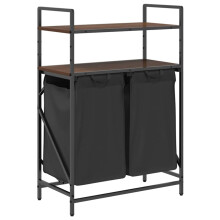 (brown oak) vidaXL Laundry Basket 2 Compartments with Shelves laundry hamper