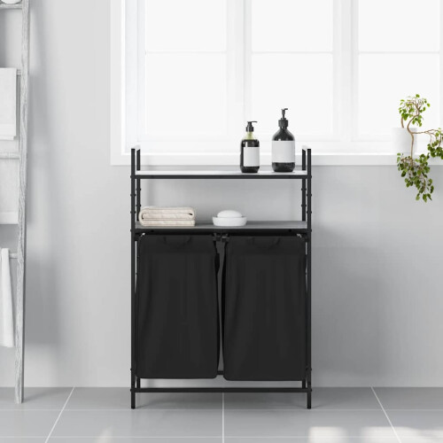 VidaXL (grey sonoma) vidaXL Laundry Basket 2 Compartments with Shelves laundry hamper 2