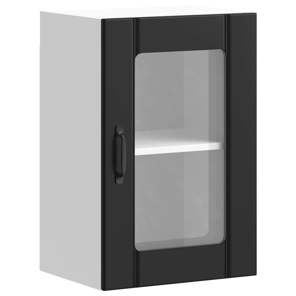 vidaXL Kitchen Wall Cabinet with Glass Door Lucca Black kitchen wall unit