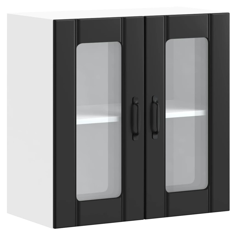 Vidaxl Kitchen Wall Cabinet With Glass Door Lucca Engineered Wood Black