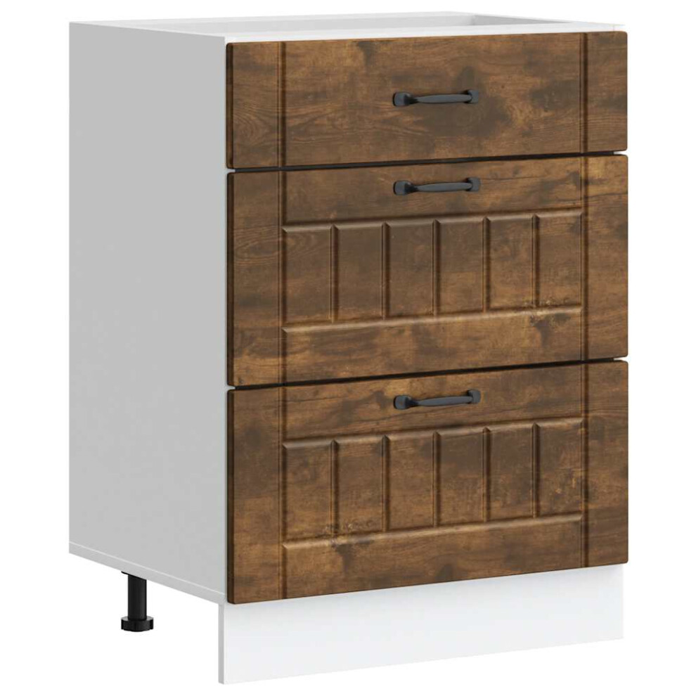 vidaXL Kitchen Base Cabinet Lucca Smoked Oak Engineered Wood sink base cabinet