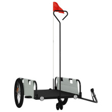 vidaXL Bike Trailer Bicycle Cargo Trailer Grey & Black Oxford Fabric & Iron