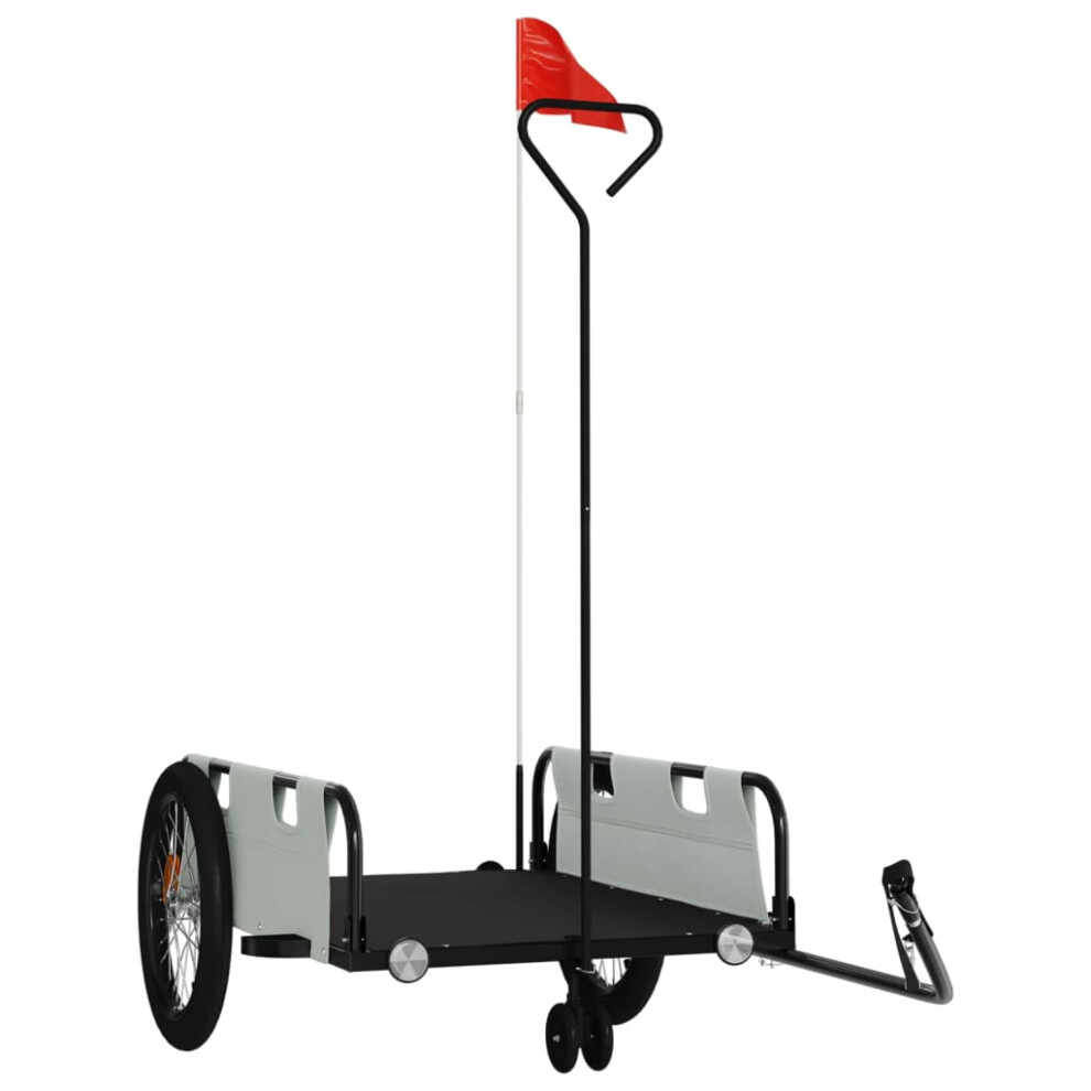 vidaXL Bike Trailer Bicycle Cargo Trailer Grey & Black Oxford Fabric & Iron