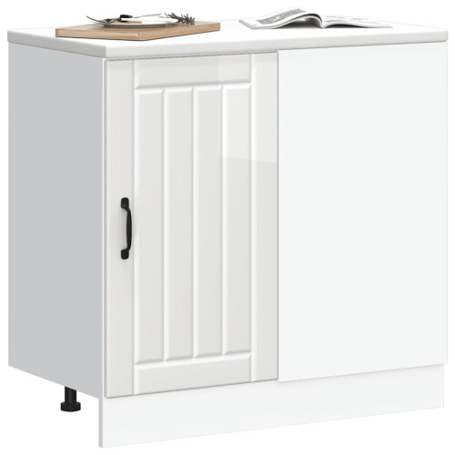 VidaXL vidaXL Kitchen Base Cabinet Lucca High Gloss White Engineered Wood 2