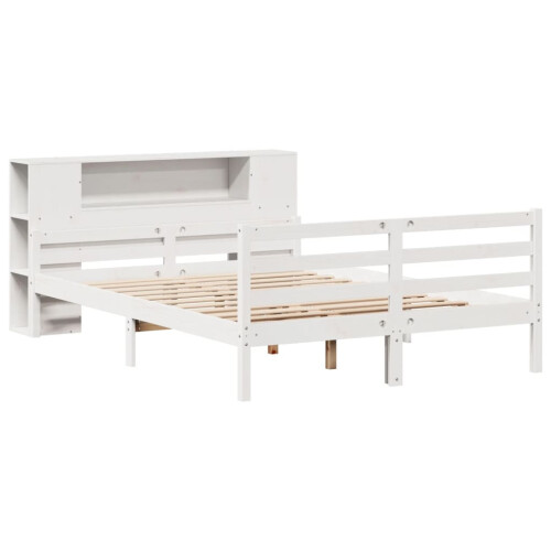 VidaXL (140 x 200 cm) vidaXL Bookcase Bed without Mattress Bed Frame Solid Wood Pine 2
