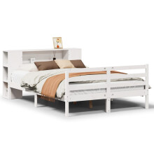 (140 x 200 cm) vidaXL Bookcase Bed without Mattress Bed Frame Solid Wood Pine