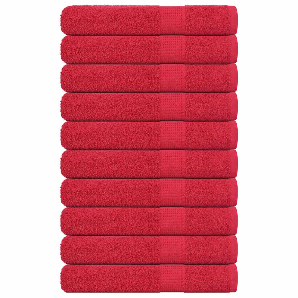 Vidaxl Towels 10 Pcs Red 100X200 Cm 360 Gsm 100% Cotton Towel On Beach