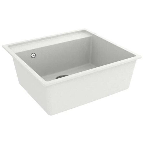 VidaXL vidaXL Kitchen Sink with Overflow Hole White Granite Single Bowl Waste Kit 2