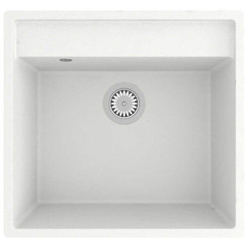 VidaXL vidaXL Kitchen Sink with Overflow Hole White Granite Single Bowl Waste Kit