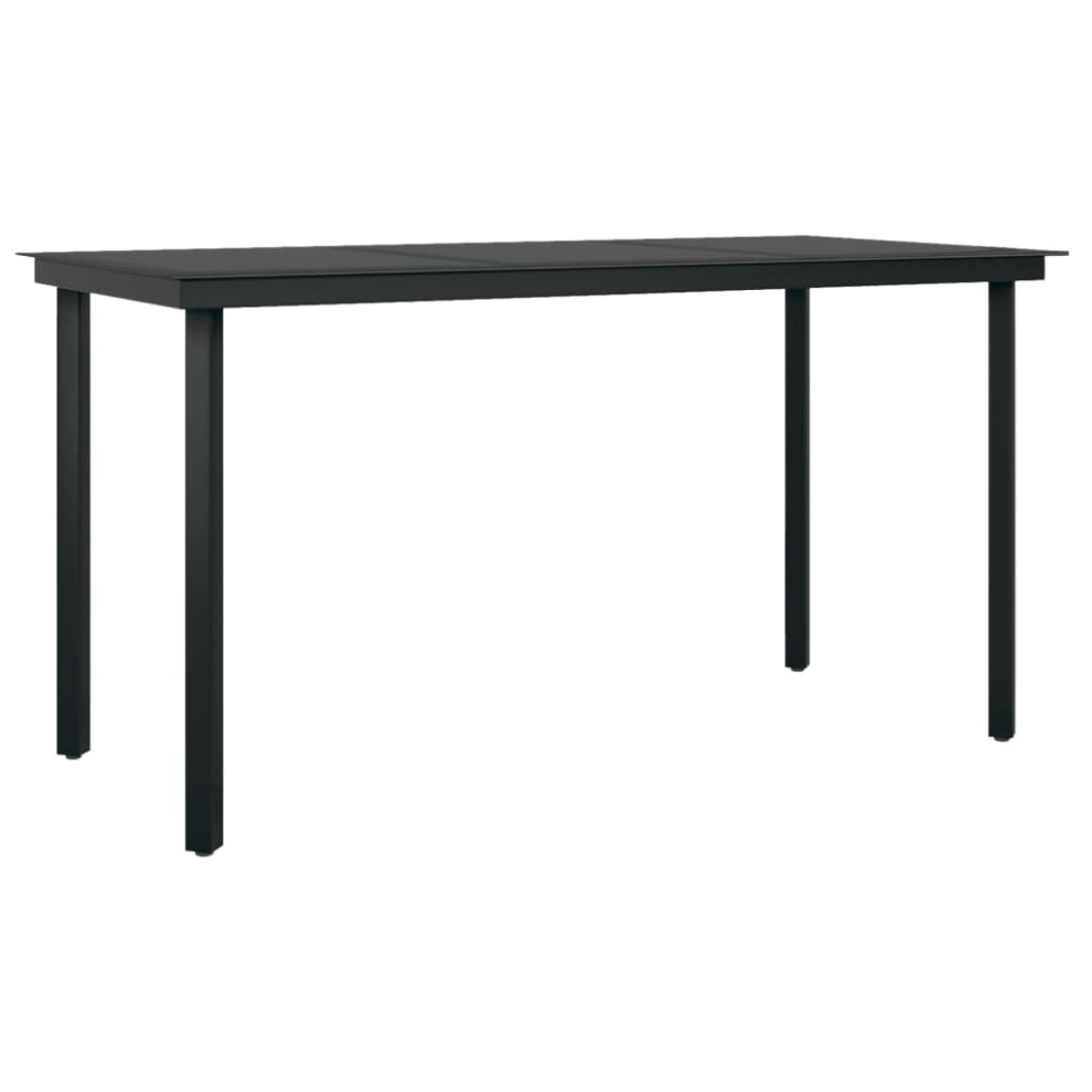 Vidaxl Garden Dining Table Black Steel And Glass Outdoor Patio Dinner Table