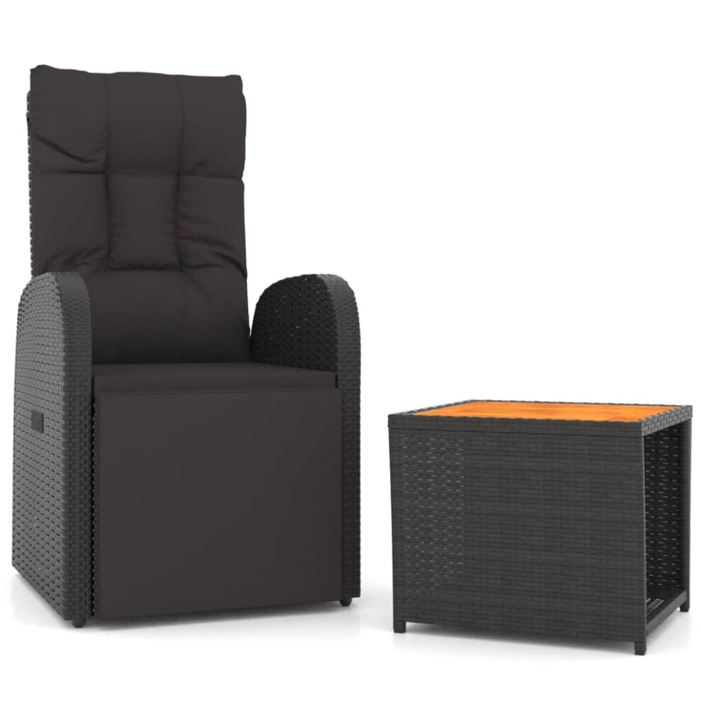 Vidaxl Garden Lounge Set 2 Piece Black Poly Rattan And Solid Wood Acacia Sofa