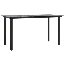 vidaXL Garden Dining Table Black 200x100x74cm Steel and Tempered Glass Table