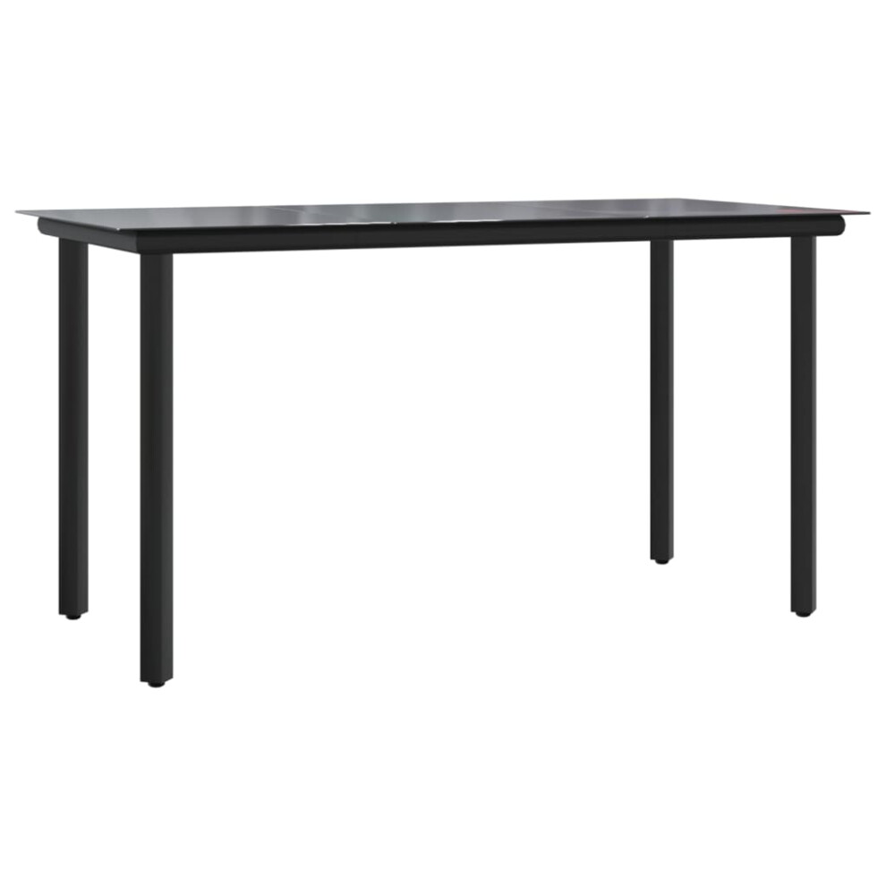 Vidaxl Garden Dining Table Black 200X100x74cm Steel And Tempered Glass Table