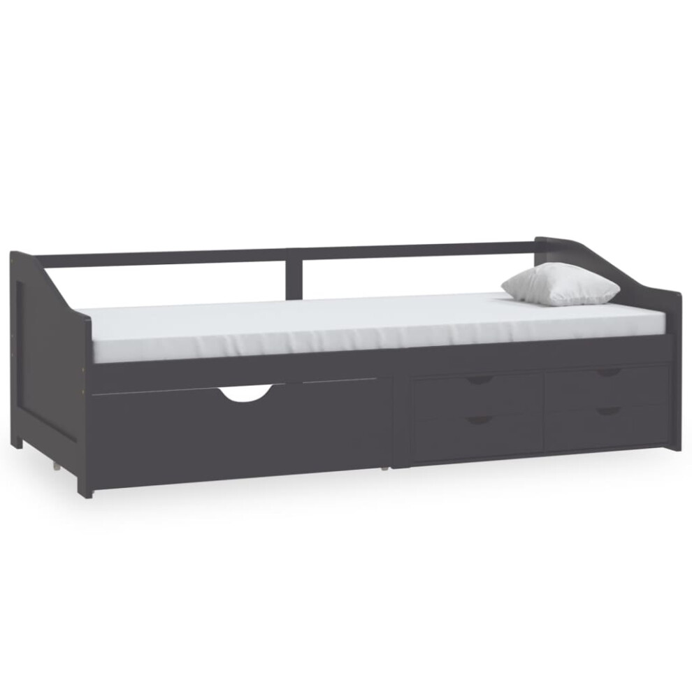 vidaXL Solid Pinewood 3-Seater Day Bed with Drawers Grey Occasional Sofa Bed