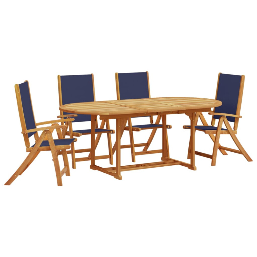 vidaXL Garden Dining Set 5 Piece Table & Chair Solid Wood Acacia and Textilene