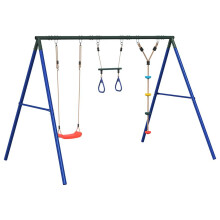 vidaXL Outdoor Swing Set with Swing, Trapeze, Disc Swing Garden Play Swing