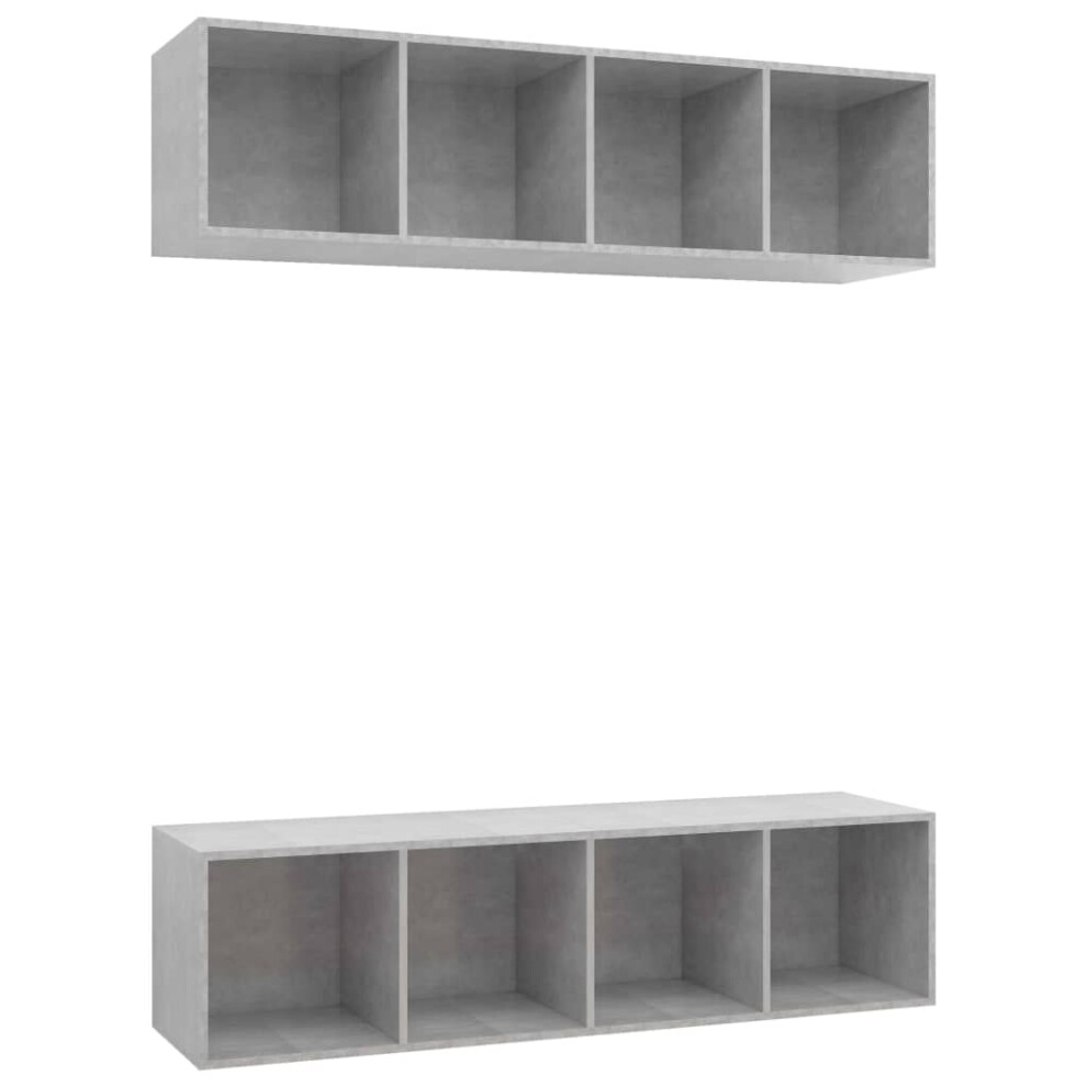 vidaXL 2x Wall Mounted TV Cabinets Concrete Grey Engineered Wood TV Stand Unit
