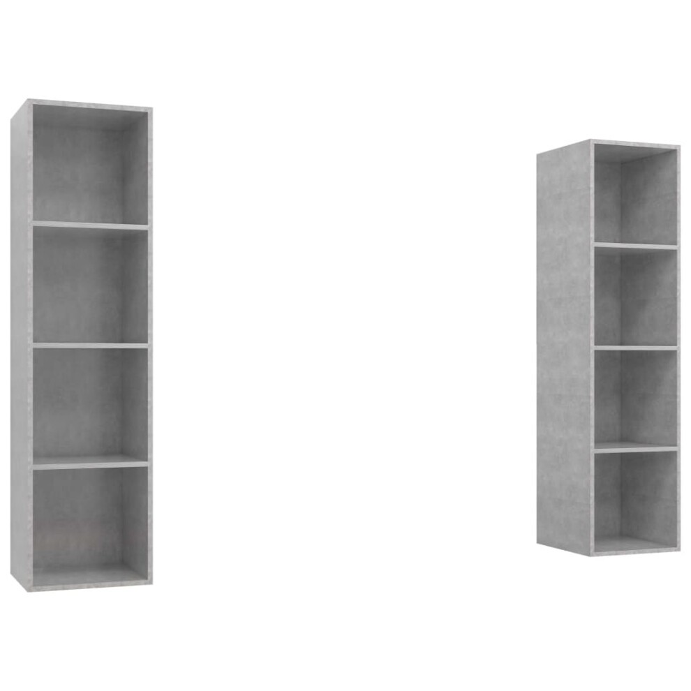 vidaXL 2x Wall Mounted TV Cabinets Concrete Grey Engineered Wood TV Stand Unit