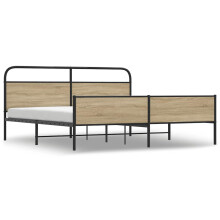 vidaXL Metal Bed Frame without Mattress Smoked Oak 193x203 cm