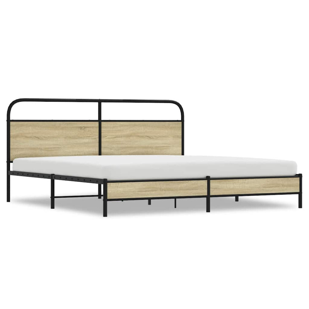 Vidaxl Metal Bed Frame Without Mattress Sonoma Oak 183X213 Cm