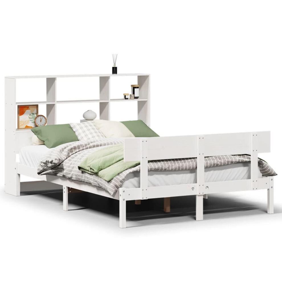 vidaXL Bookcase Bed without Mattress Bed White 120x200 cm Solid Wood Pine