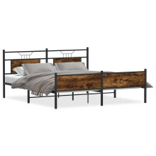 vidaXL Metal Bed Frame without Mattress Smoked Oak 183x213 cm double bed