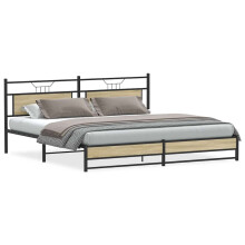 vidaXL Metal Bed Frame without Mattress Sonoma Oak 193x203 cm double bed