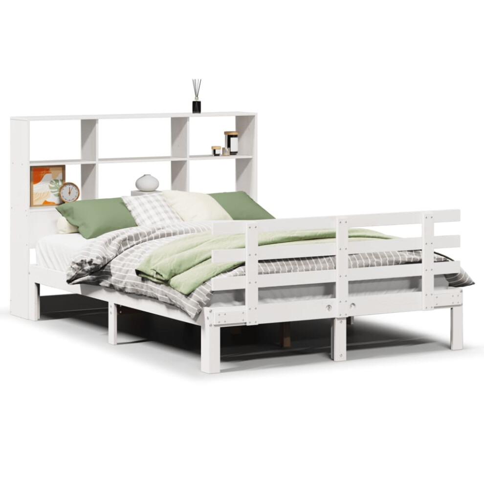 vidaXL Bookcase Bed without Mattress Bed Base White 120x200cm Solid Wood Pine