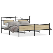 vidaXL Metal Bed Frame without Mattress Sonoma Oak 183x213 cm double bed