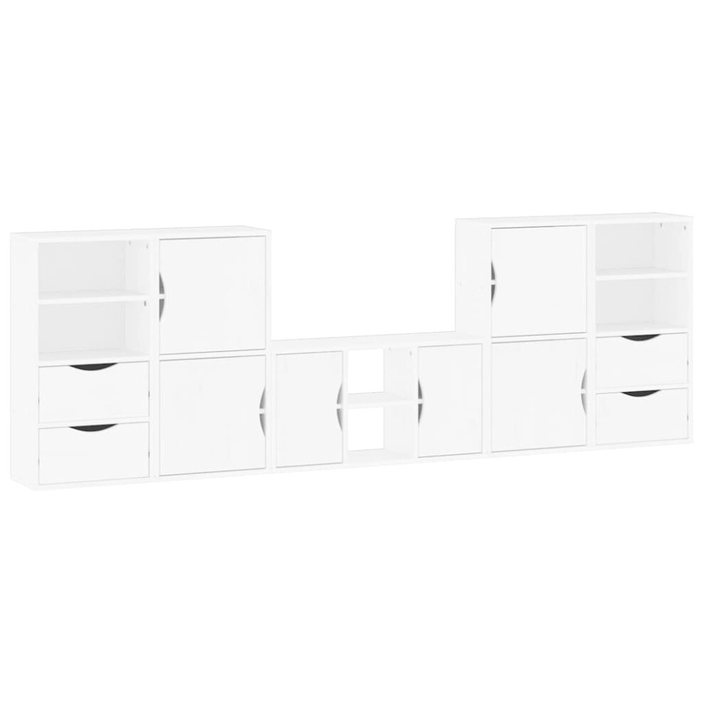 vidaXL 5 Piece TV Units with Storage ODDA White Solid Wood Pine TV cabinet