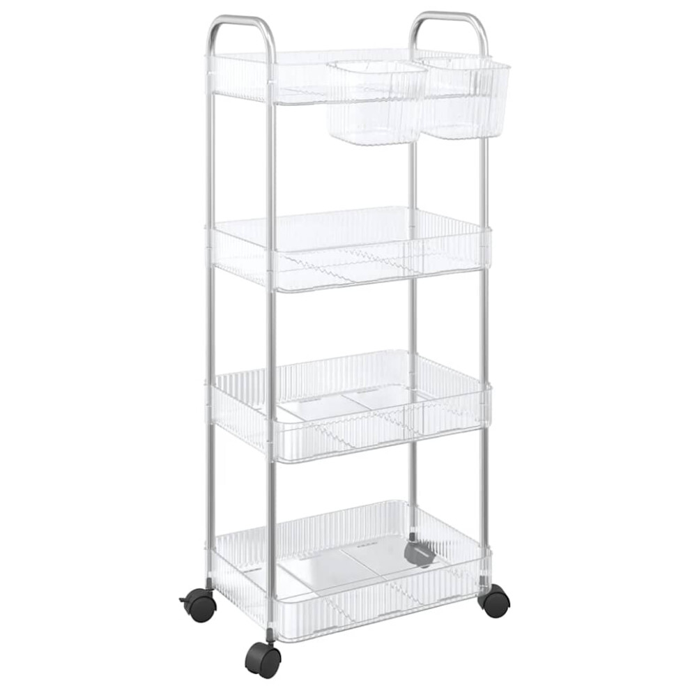 vidaXL Storage Trolley 4-Tier Transparent 37x28x95 cm Acrylic trolley