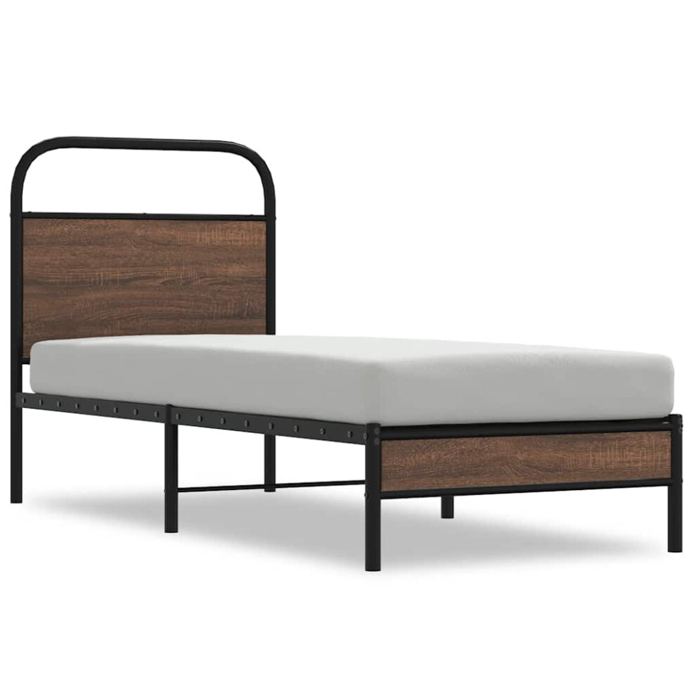 Vidaxl Bed Frame Without Mattress 80X200 Cm Brown Oak Engineered Wood
