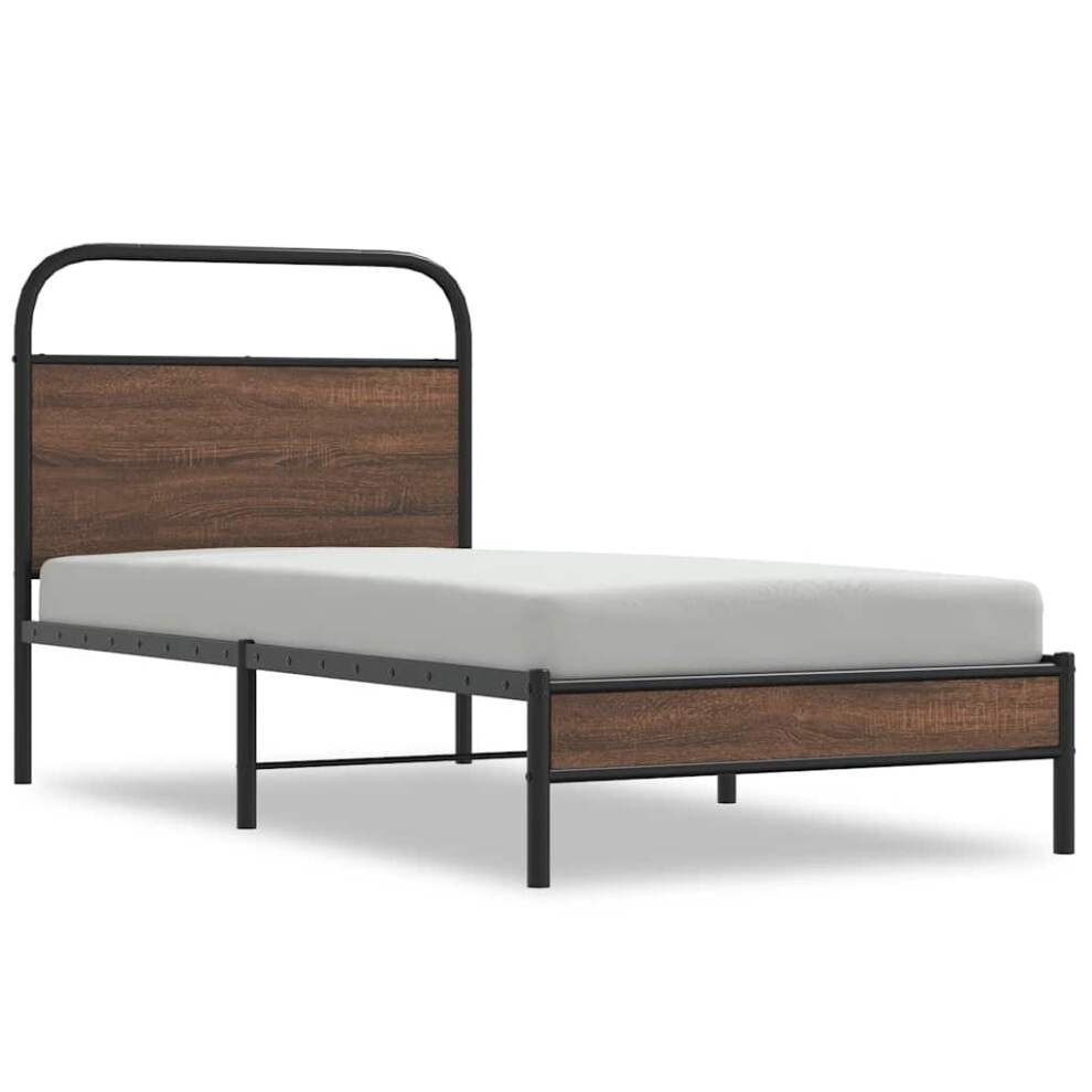 Vidaxl Bed Frame Without Mattress 90X200 Cm Brown Oak Engineered Wood
