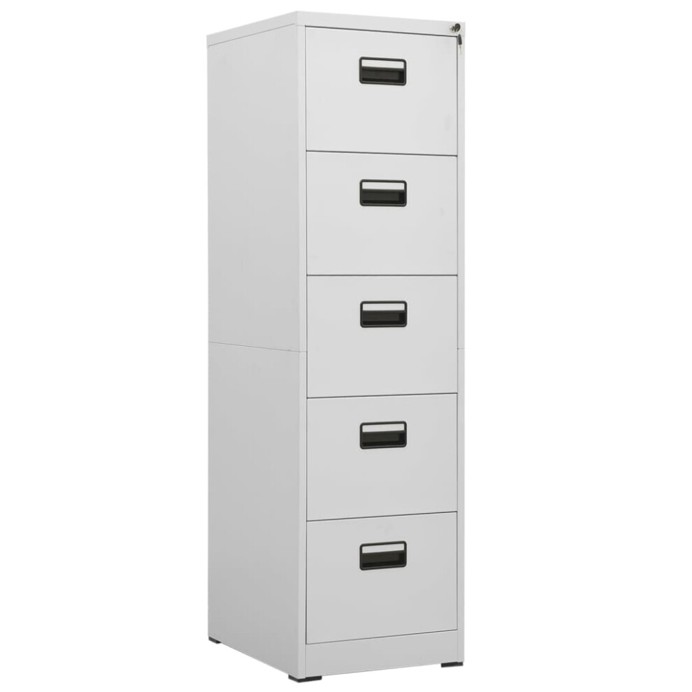 vidaXL Filing Cabinet Light Grey Steel Office Storage Document File Cabinet