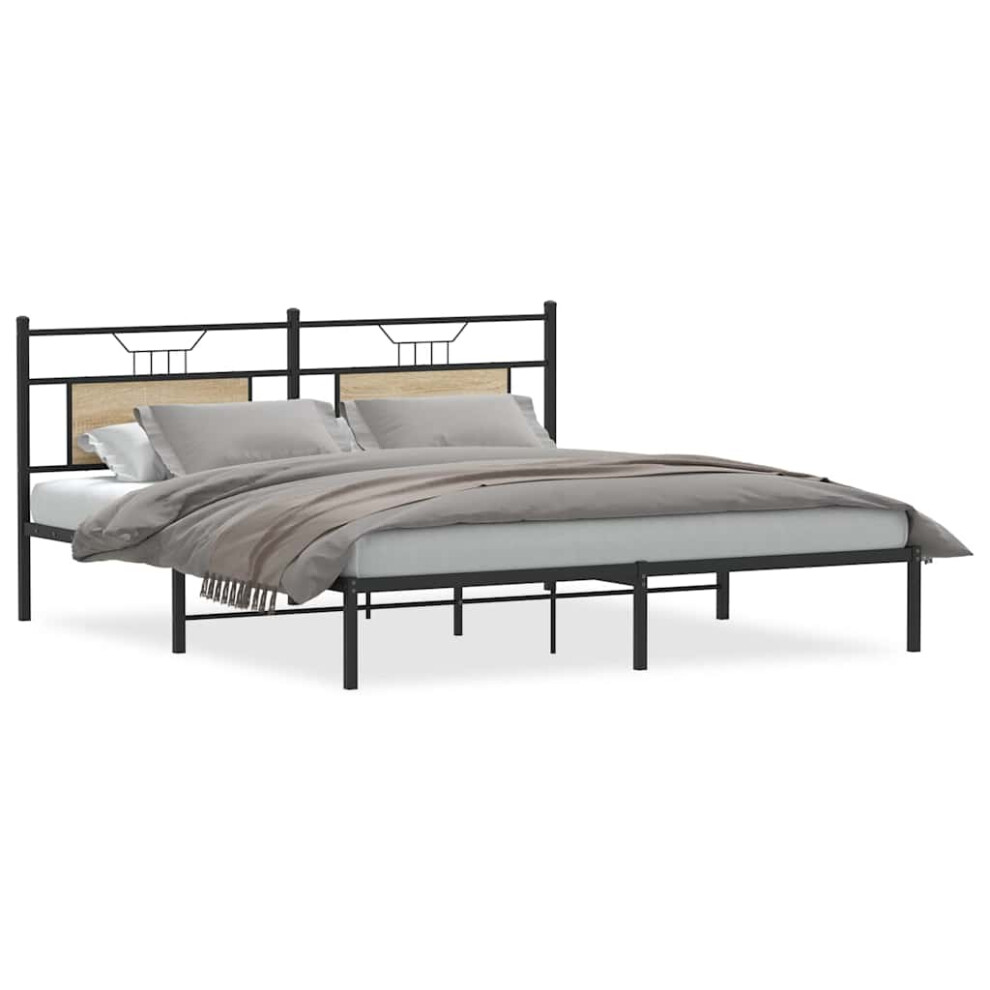 Vidaxl Bed Frame Without Mattress Sonoma Oak 183X213 Cm Engineered Wood