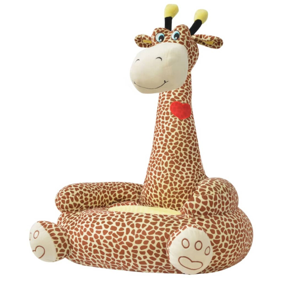 vidaXL Plush Children's Chair Giraffe Brown Kids Seat Sofa Non-slip Armchair