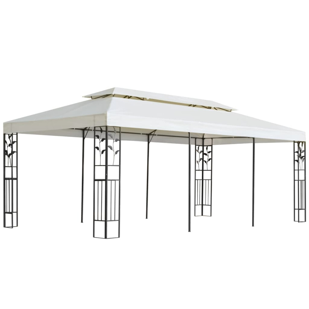 vidaXL Gazebo with Double Roof Party Tent Pavilion Marquee White 6x3 m Steel