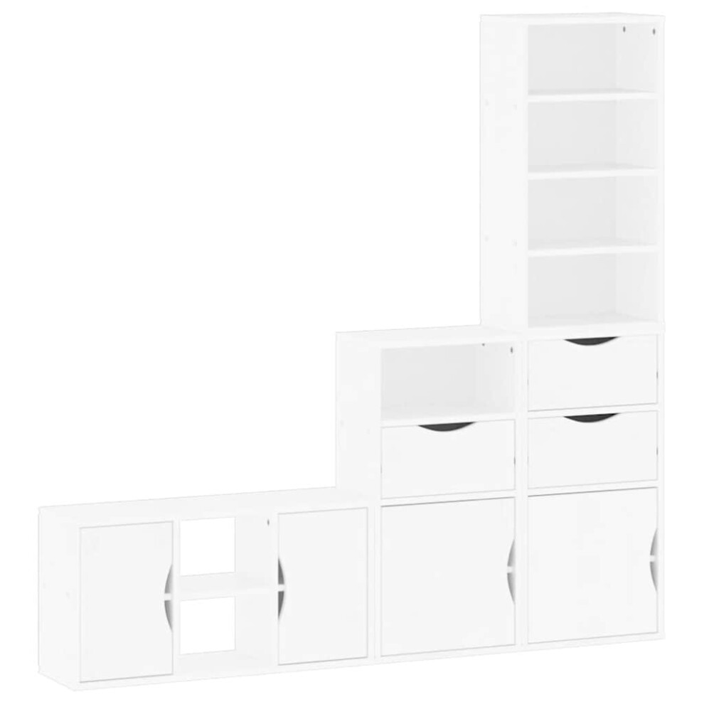 vidaXL 4 Piece TV Units with Storage ODDA White Solid Wood Pine TV cabinet