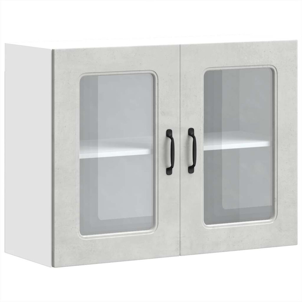 Vidaxl Kitchen Wall Cabinet With Glass Door Kalmar Concrete Engineered Wood Grey