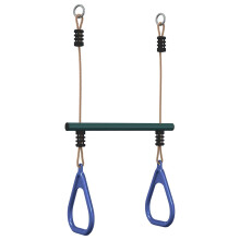 vidaXL Trapeze Bar with Gym Rings for Kids - Painted Steel, Blue & Dark Green, Anti-Slip Rings, Outdoor Swing (Max 50 kg, 3-10 yrs)