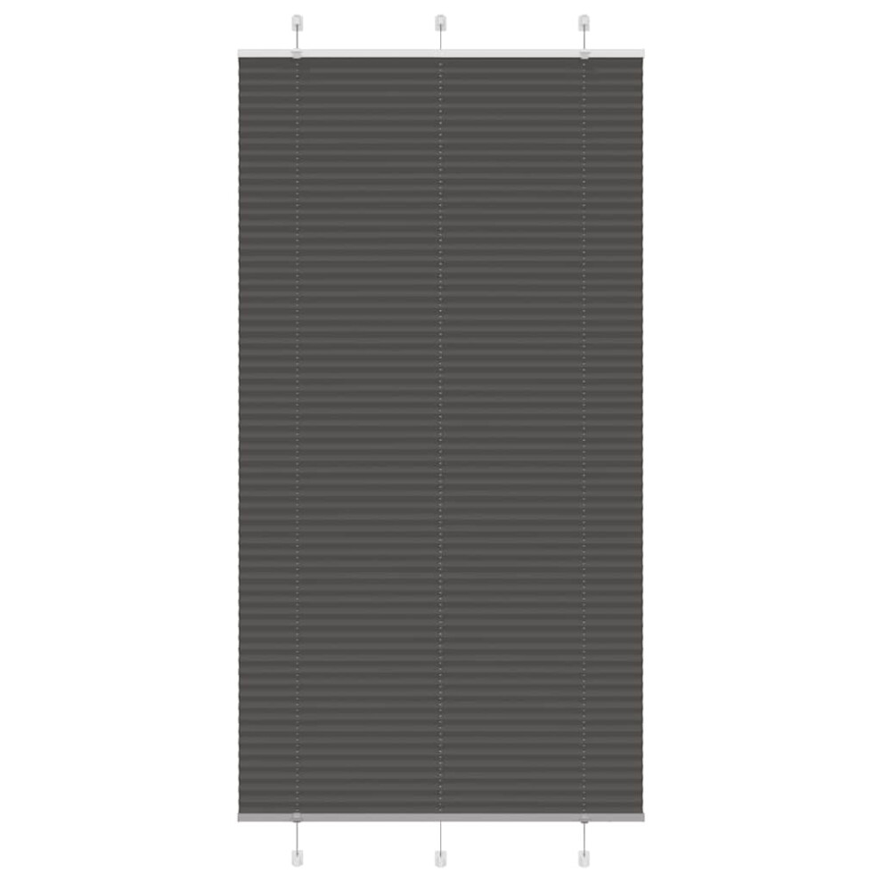 Vidaxl (Black, 110 X 200 Cm) Pleated Blind Petrol Fabric Polyester