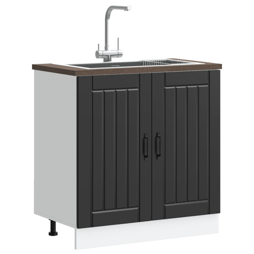 VidaXL vidaXL Sink Base Cabinet Lucca Black Engineered Wood kitchen base cabinet 2