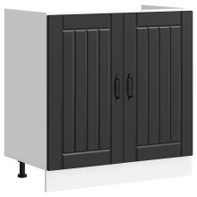 vidaXL Sink Base Cabinet Lucca Black Engineered Wood kitchen base cabinet