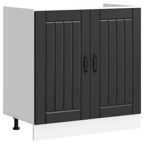 VidaXL vidaXL Sink Base Cabinet Lucca Black Engineered Wood kitchen base cabinet