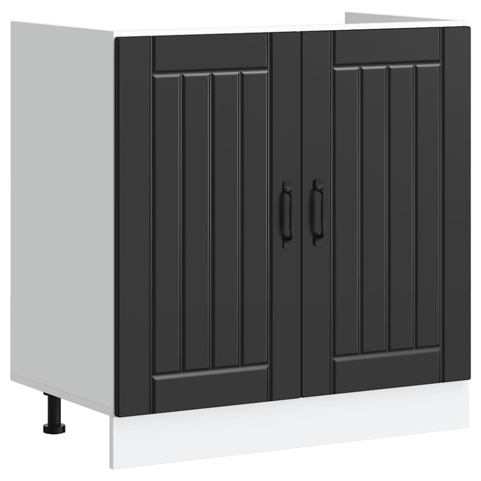 vidaXL Sink Base Cabinet Lucca Black Engineered Wood kitchen base cabinet