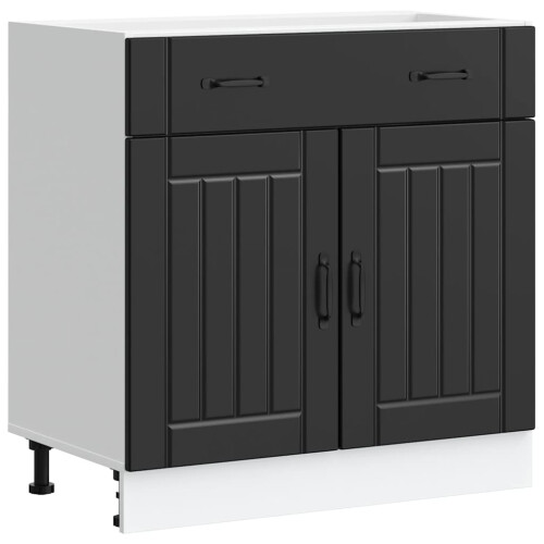 vidaXL Kitchen Base Cabinet Lucca Black Engineered Wood sink base cabinet