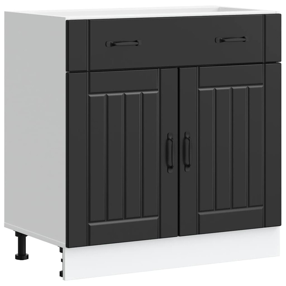 vidaXL Kitchen Base Cabinet Lucca Black Engineered Wood sink base cabinet