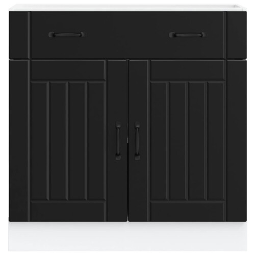 VidaXL vidaXL Kitchen Base Cabinet Lucca Black Engineered Wood sink base cabinet 2