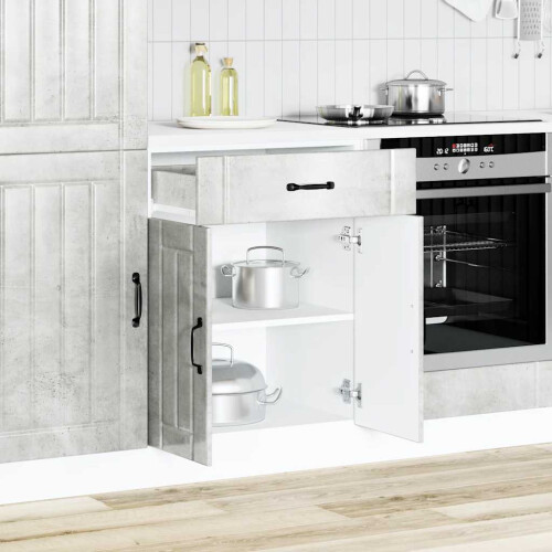 VidaXL vidaXL Kitchen Base Cabinet Lucca Concrete Grey Engineered Wood 2